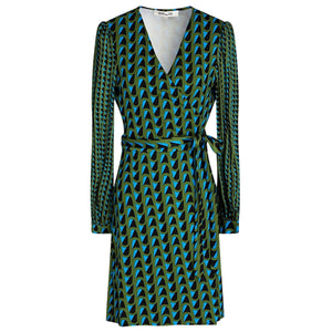 Diane Von Furstenberg Printed Multicolor Gala Wrap Dress Size S