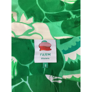 Farm Rio Printed Green Satin Shirt Size S