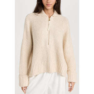 Varley 'Amelia' White Half Zip Knit Sweater Size XS