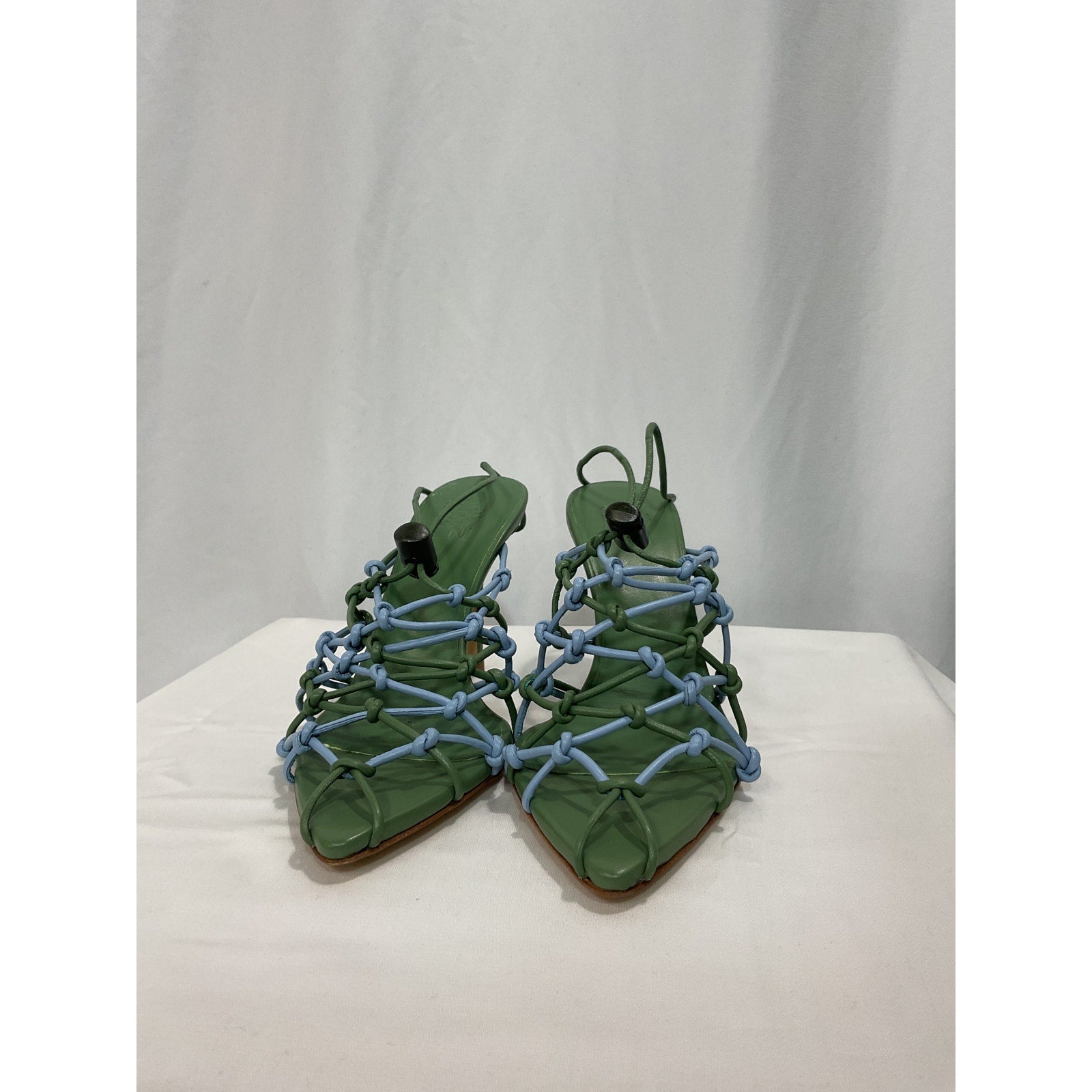 Gia Borghini 'Woven' Blue Leather Sandal Size 6
