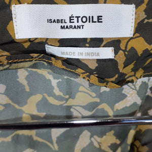 Isabel Marant Elegant Bronze Floral Print V-Neck Dress Size 34