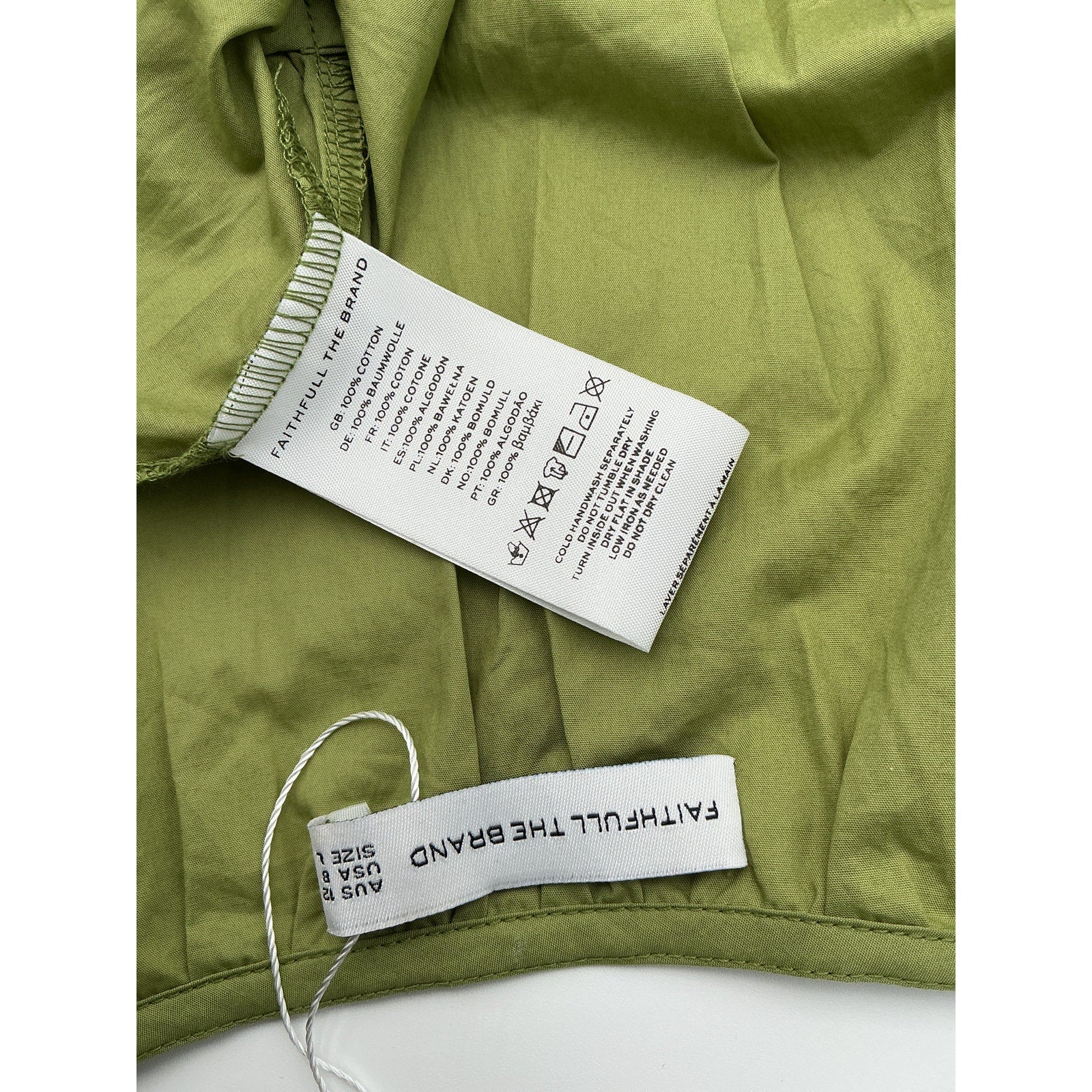 Faithfull The Brand Green Cotton San Michele Mini Dress Size L