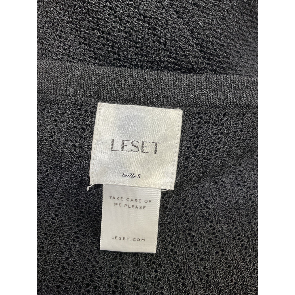 Leset 'Jasmine Pointelle' Black Viscose Crop Cardigan Size XS