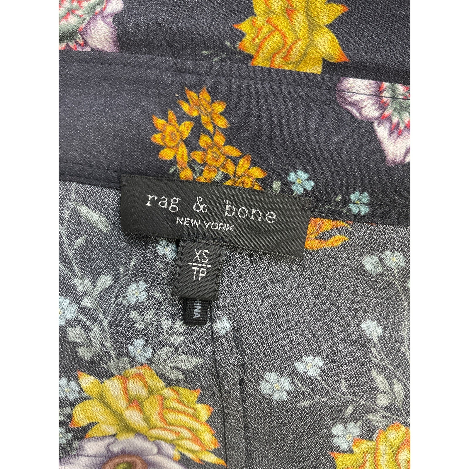 Rag & Bone 'Farren' Black Floral Button-Front Shirt Size XS