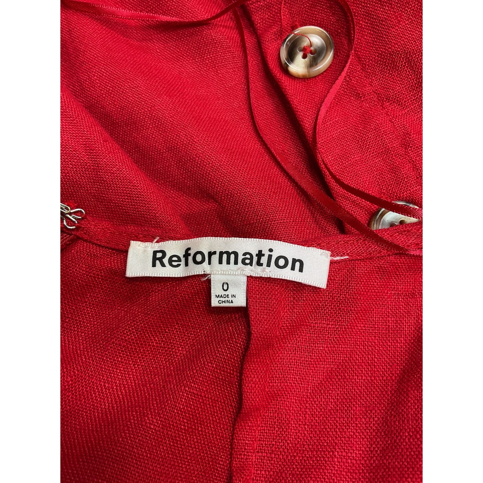 Reformation 'Mar' Red Linen Midi Dress Size 0
