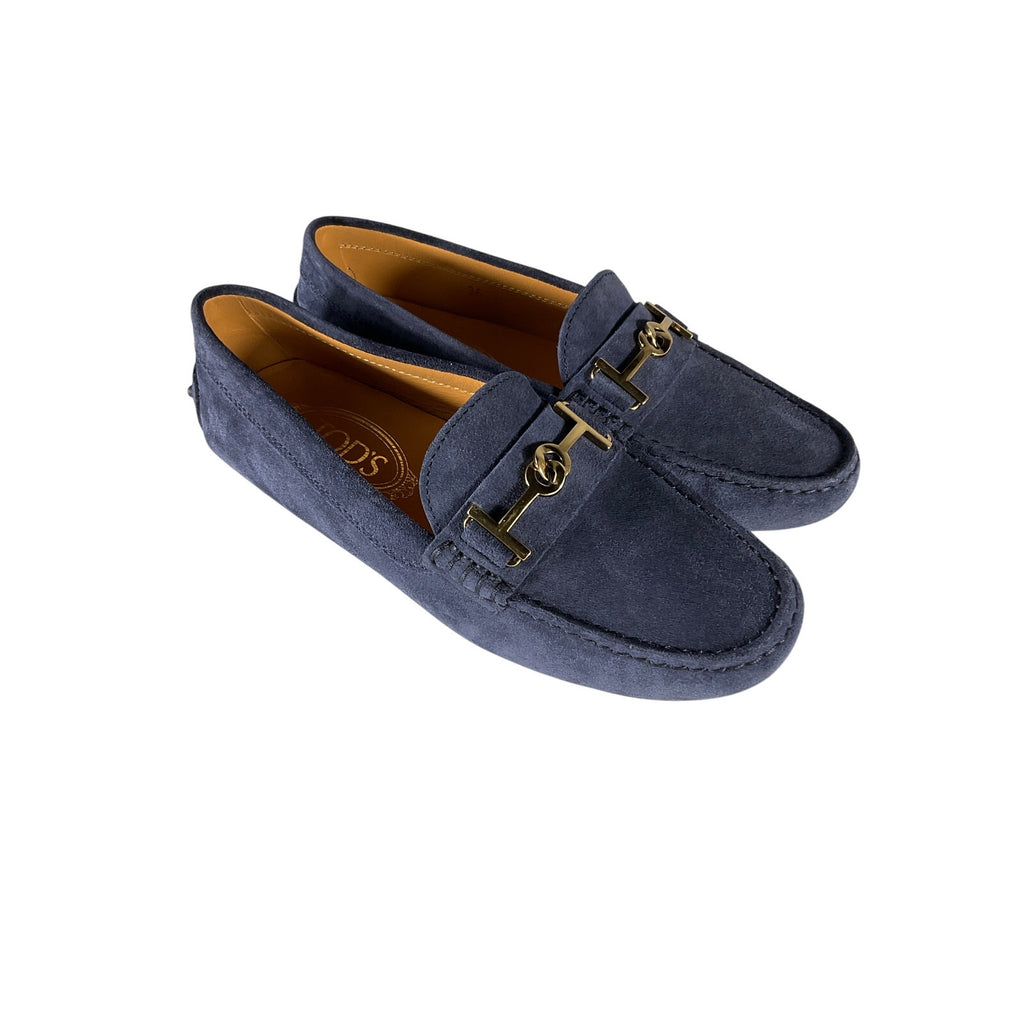 Tod's Gommino 'Driving' Blue Suede Shoes Size 6