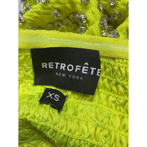 Retrofête Embellished Neon Yellow Felicity Mini Dress Size XS