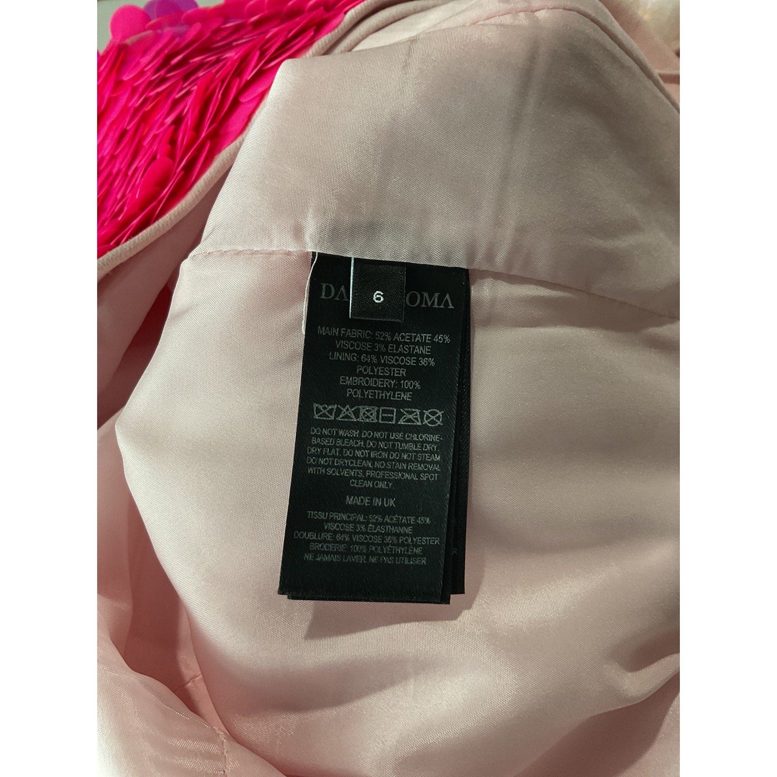 David Koma 'Gradient' Pink Acetate Embroidered Mini Dress Size 2