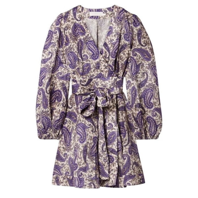 Zimmermann Paisley Multicolor Devi Mini Wrap Dress Size 0