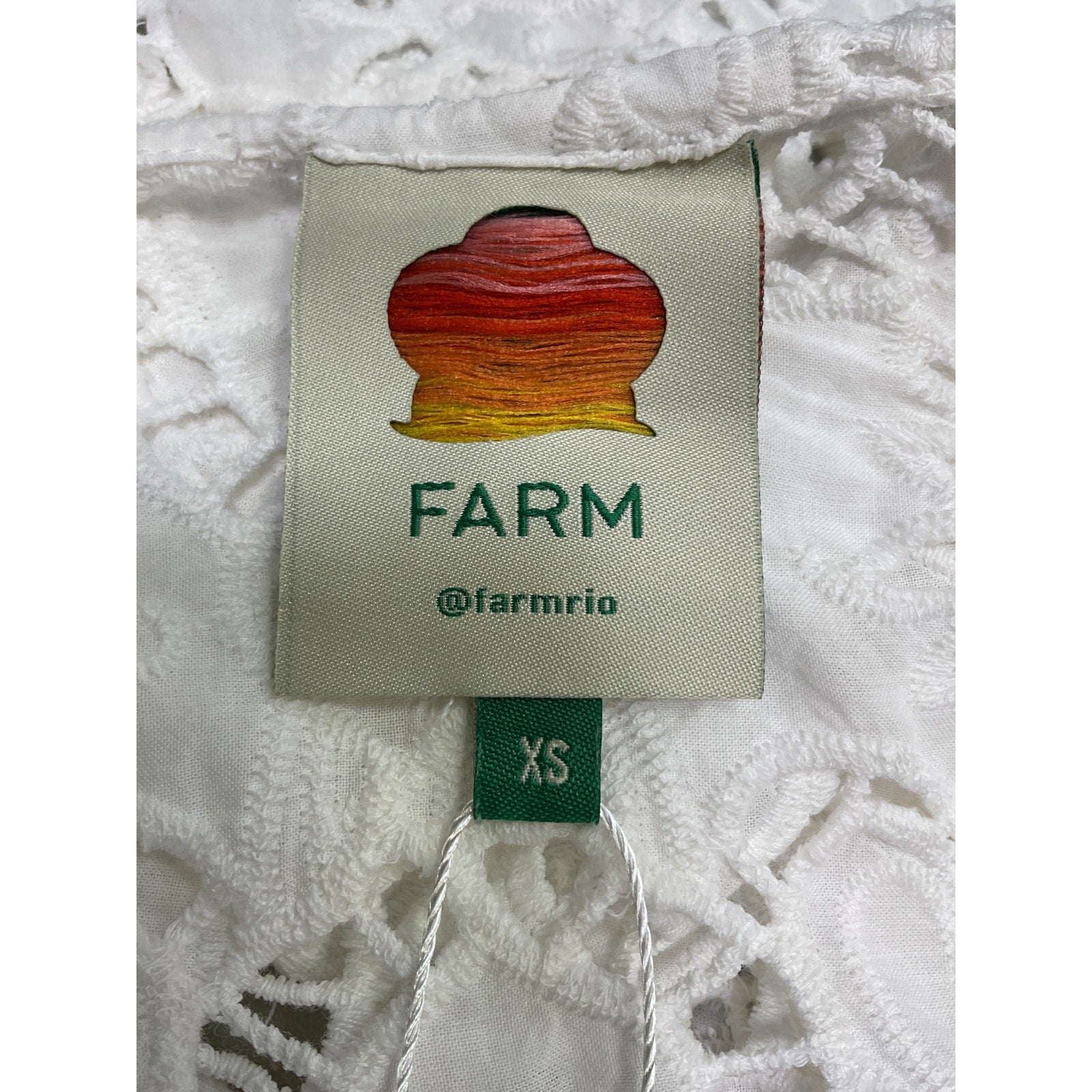 Farm Rio 'Sun' White Cotton Eyelet Wrap Mini Skirt Size XS