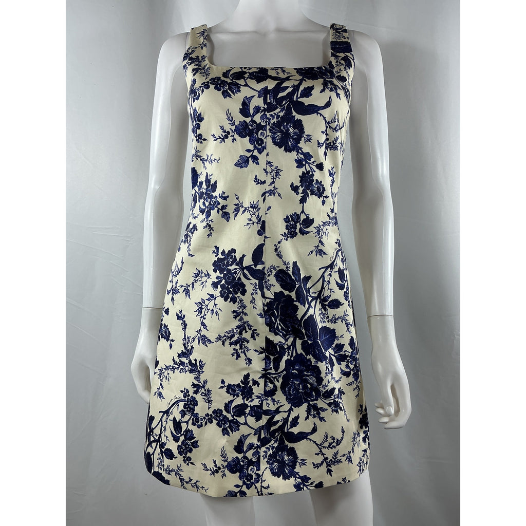 Cara Cara 'Sandra' Blue Cotton Floral Square Neck Minidress Size 0