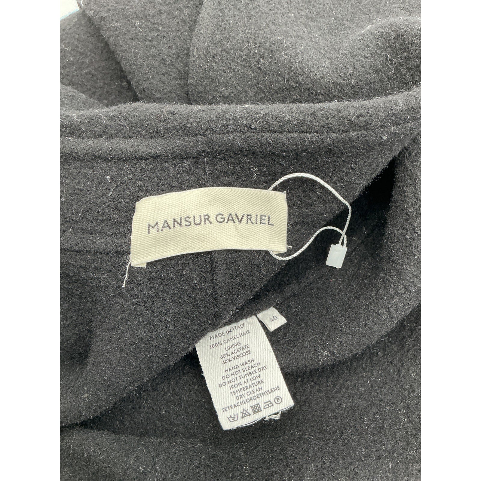 Mansur Gavriel 'Camel' Black Linen Opera Coat Size IT 40