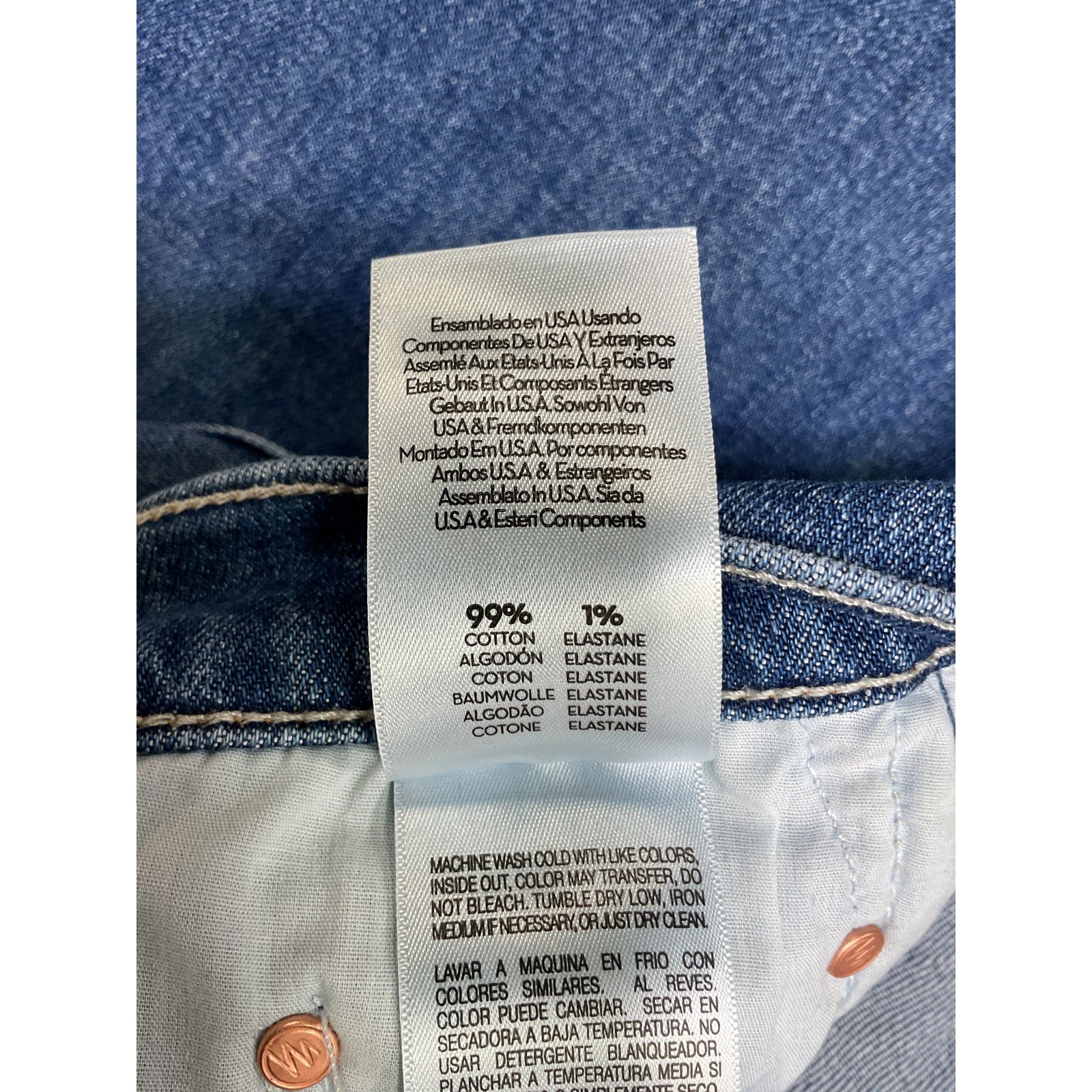 Mother Rider Step Fray Hem Blue Cotton Ankle Denim Jeans  Size 28
