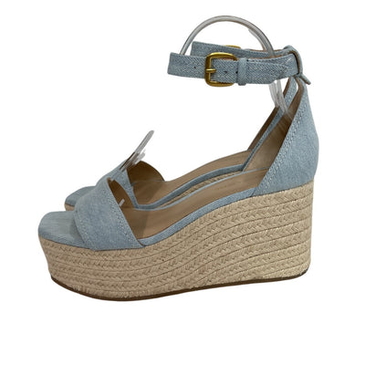 Veronica Beard Chic Vista Blue Gianna Wedge Sandals Size 7