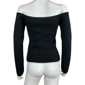 Helmut Lang Ribbed Black Eyelet Hook Sweater Size S