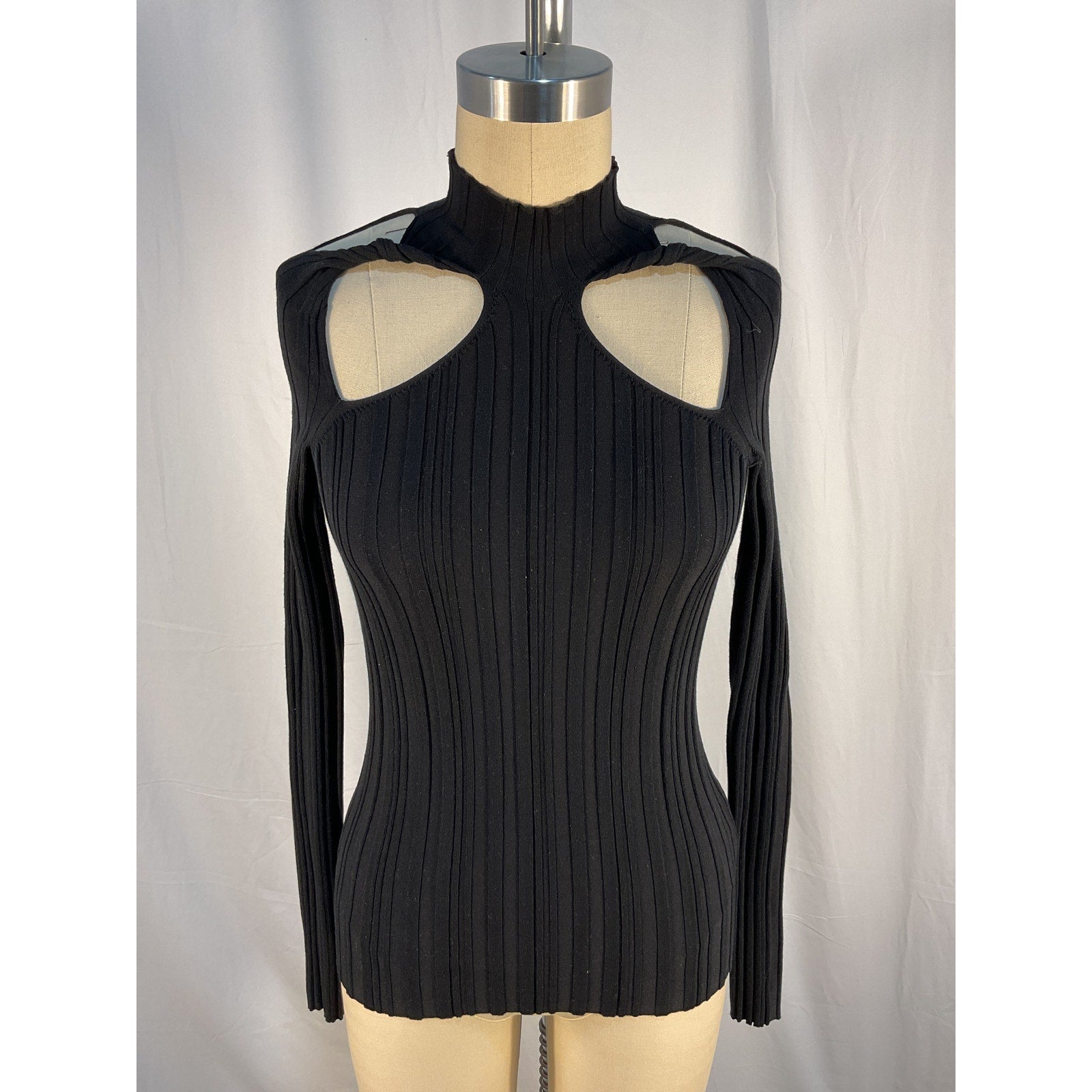 Dion Lee 'Collarbone' Black Cotton Skivvy Long Sleeve T-Shirt Size XS