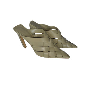 Bottega Veneta Woven Travertine Alfie Mule Pump Size 39 / US 9