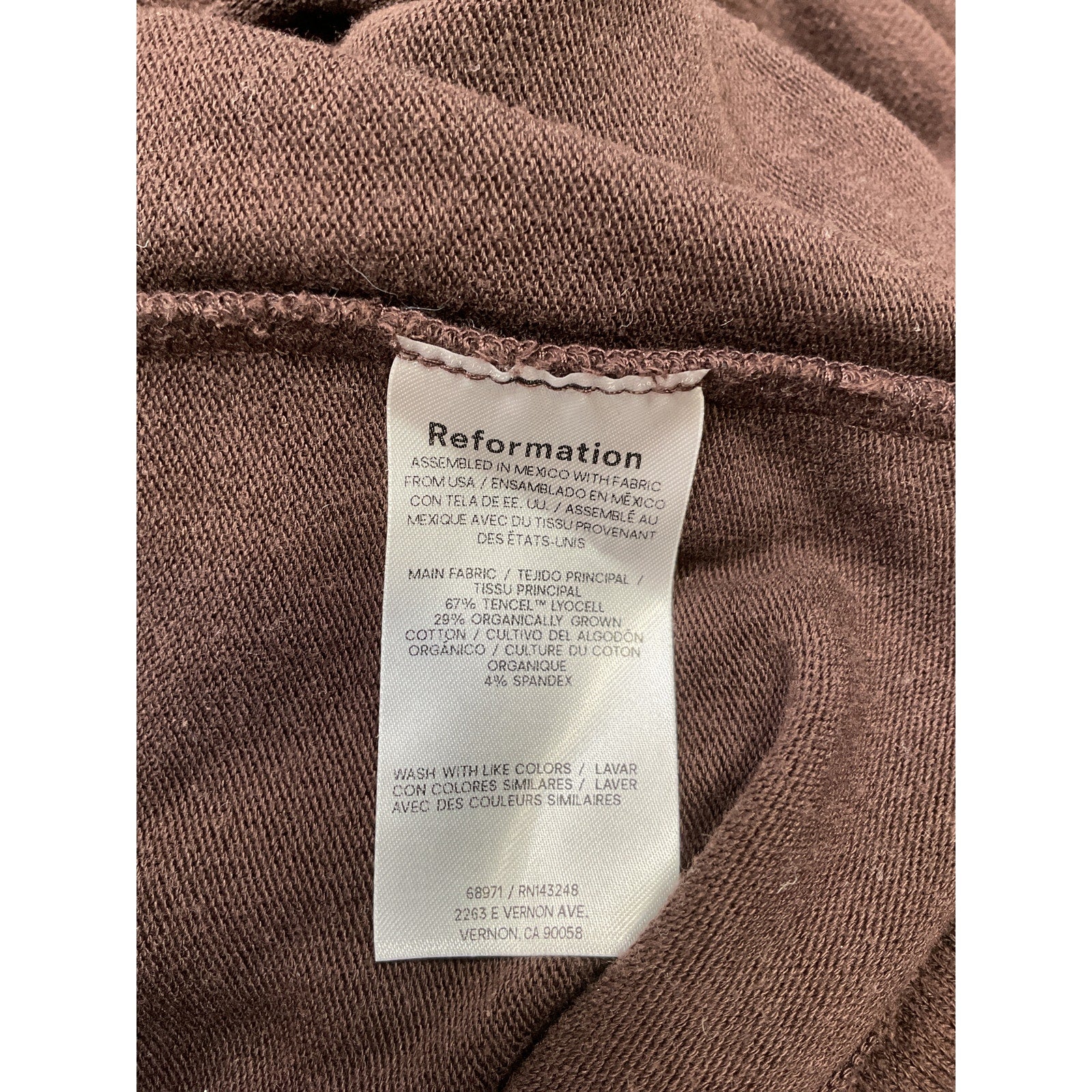 Reformation 'Anya' Brown Tencel Lyocell Knit Top Size S