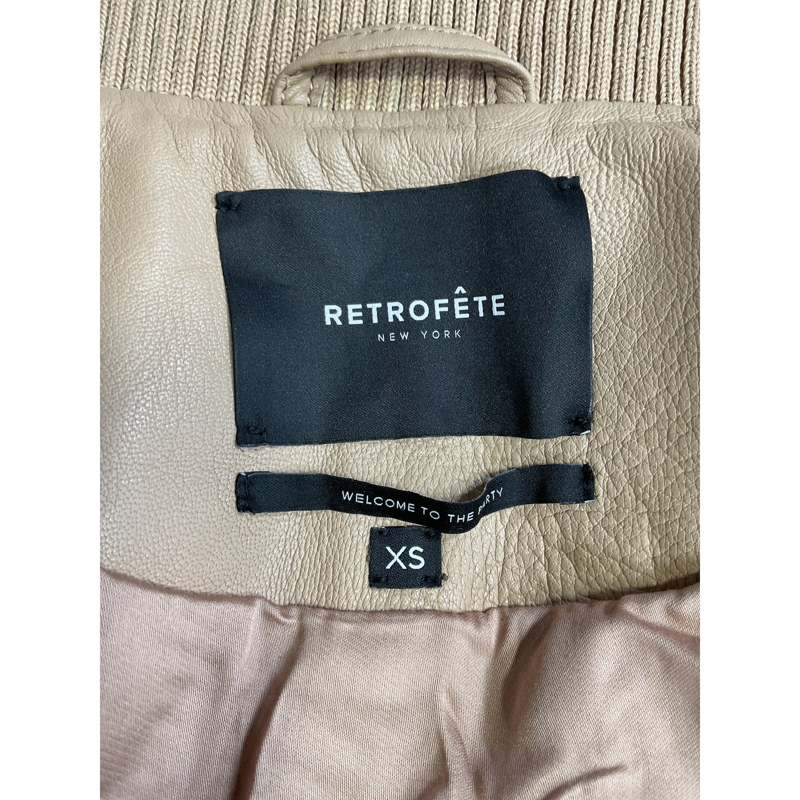 Retrofete 'Halle' Tan Leather Moto Jacket Size XS