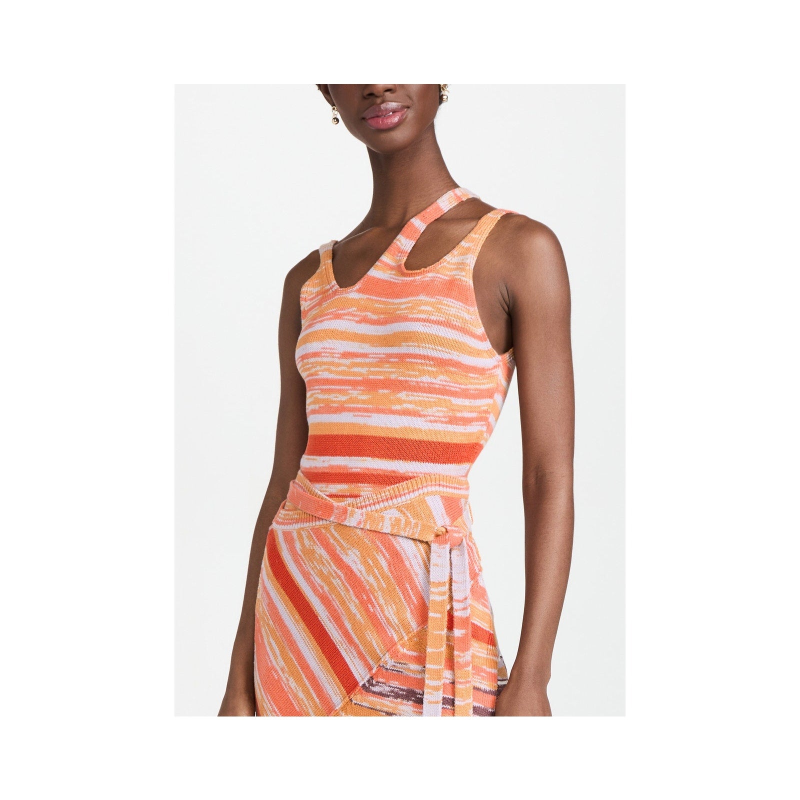 Simkhai Avani Space Dye Orange Cotton Cut Out Tank Size S