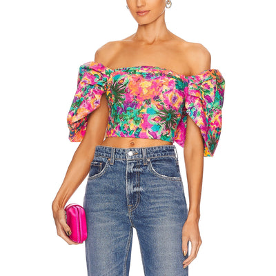 Elliatt 'Rae' Pink Cotton Blend Off Shoulder Puff Sleeve Top Size XS - NWT