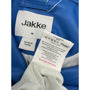 Jakke Saint Blue Polyurethane Faux Leather Biker Jacket Size M