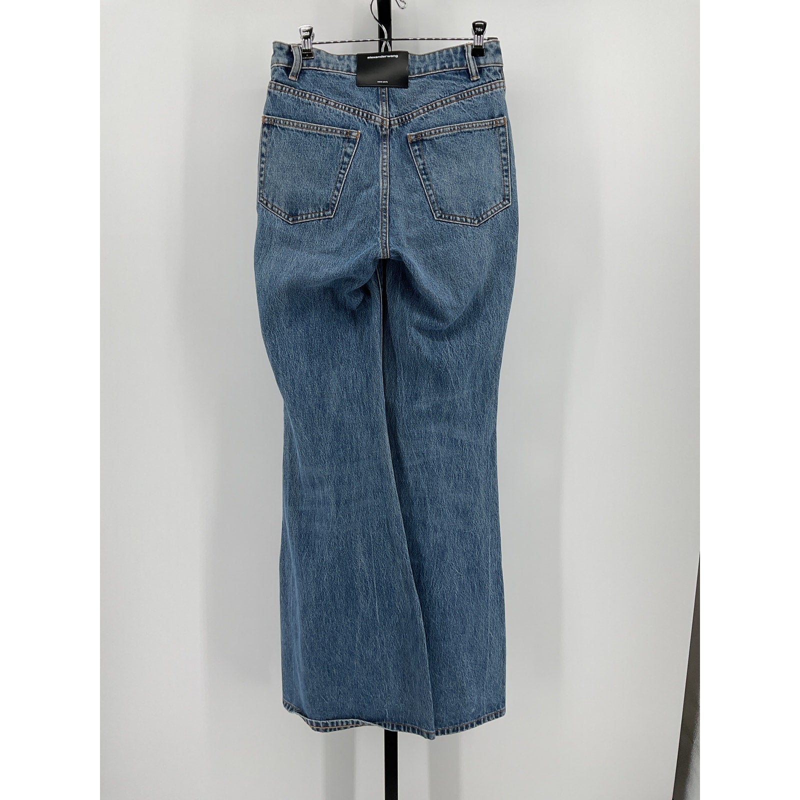 Alexander Wang 'Scoop' Blue Cotton Front Flare Jean Size 26 - NWT