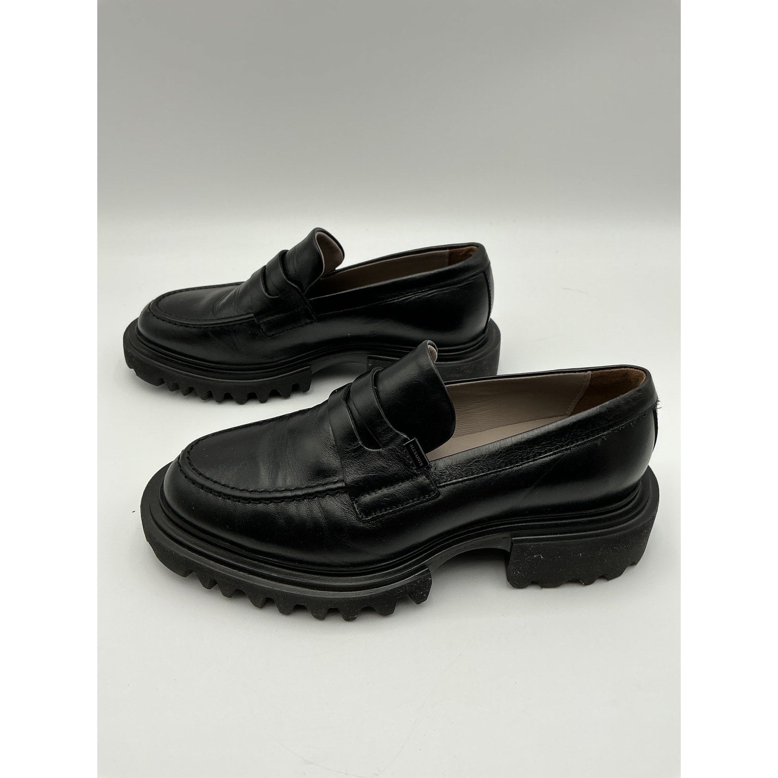 Allsaints 'Lola' Black Leather Loafer Size 6