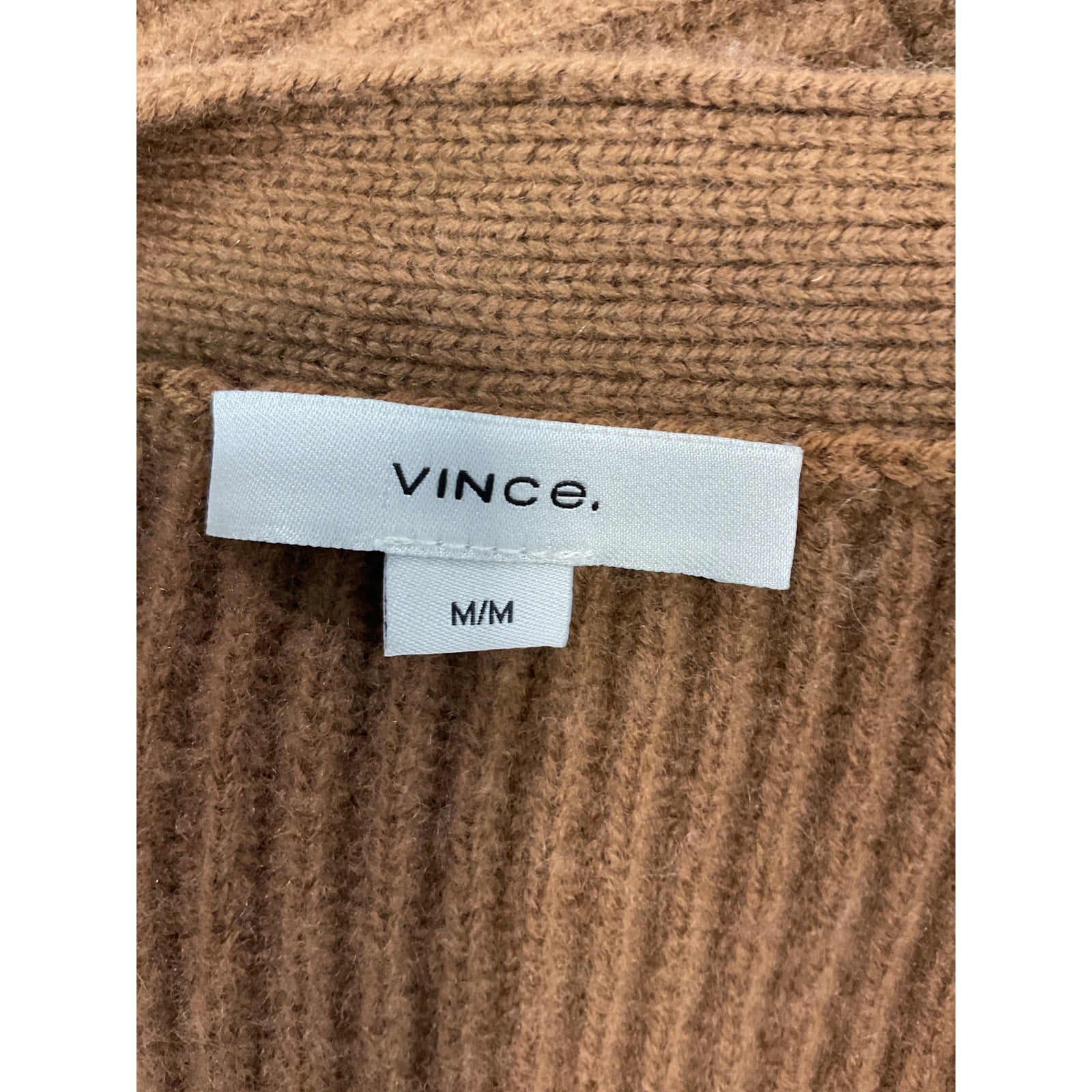 Vince Brown Ribbed V Neck Cardigan Size M - NWT
