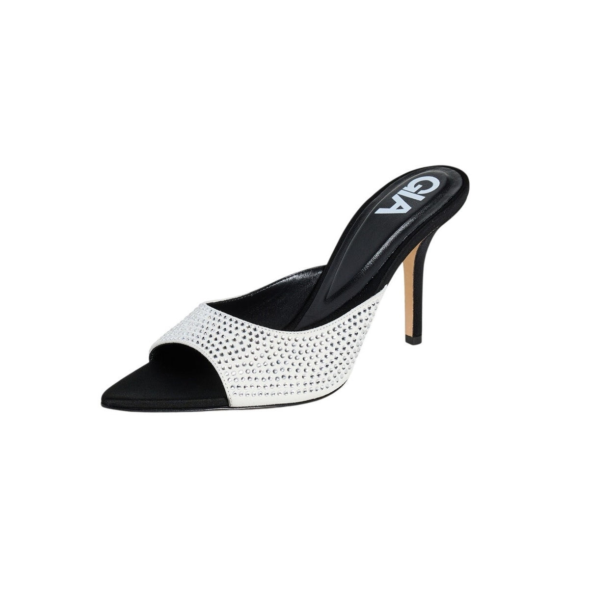 Gia Borghini Embellished Black Peep-Toe Sandals Size 38.5 EU / US 8.5
