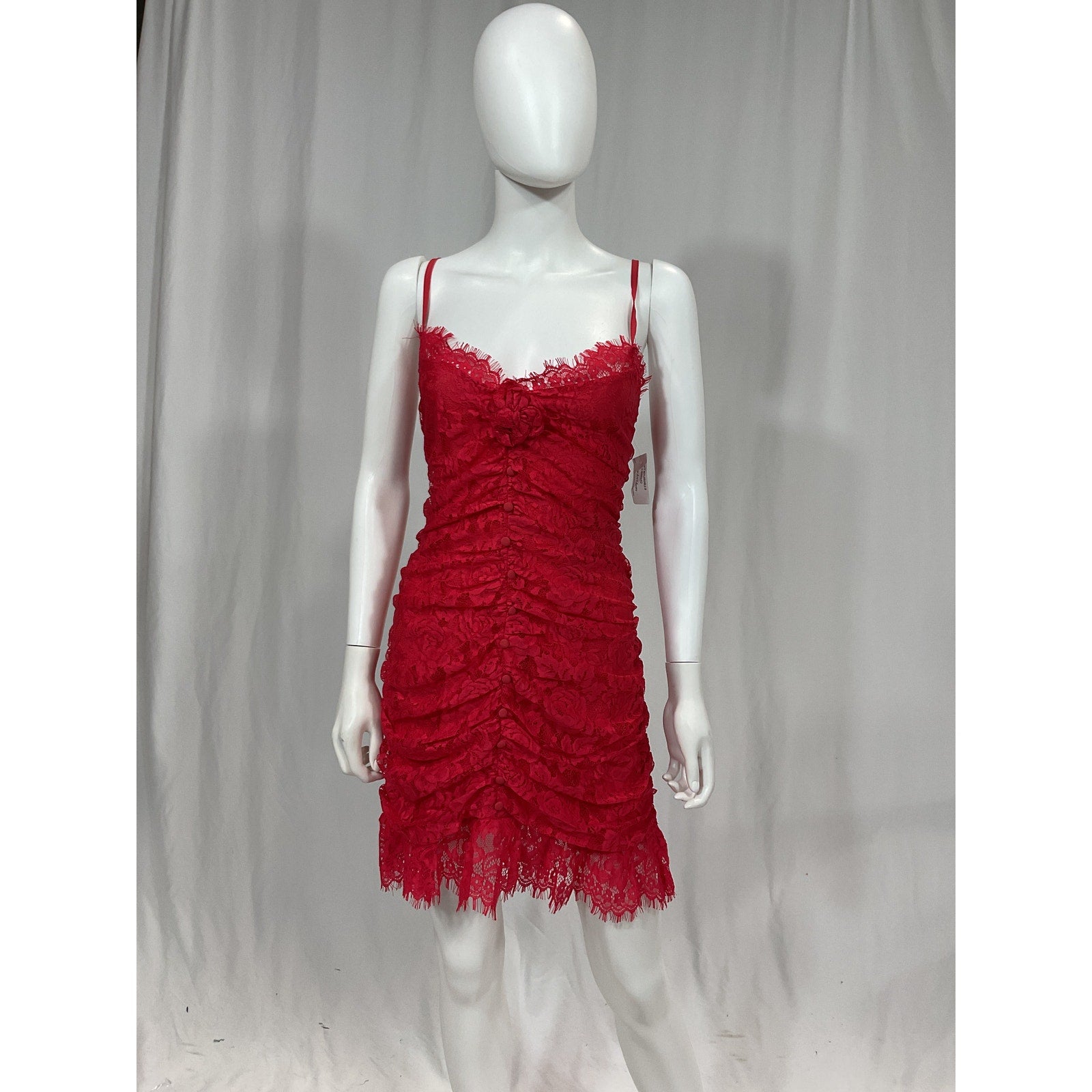 For Love & Lemons 'Della' Red Rosette Mini Dress Size 1X - NWT