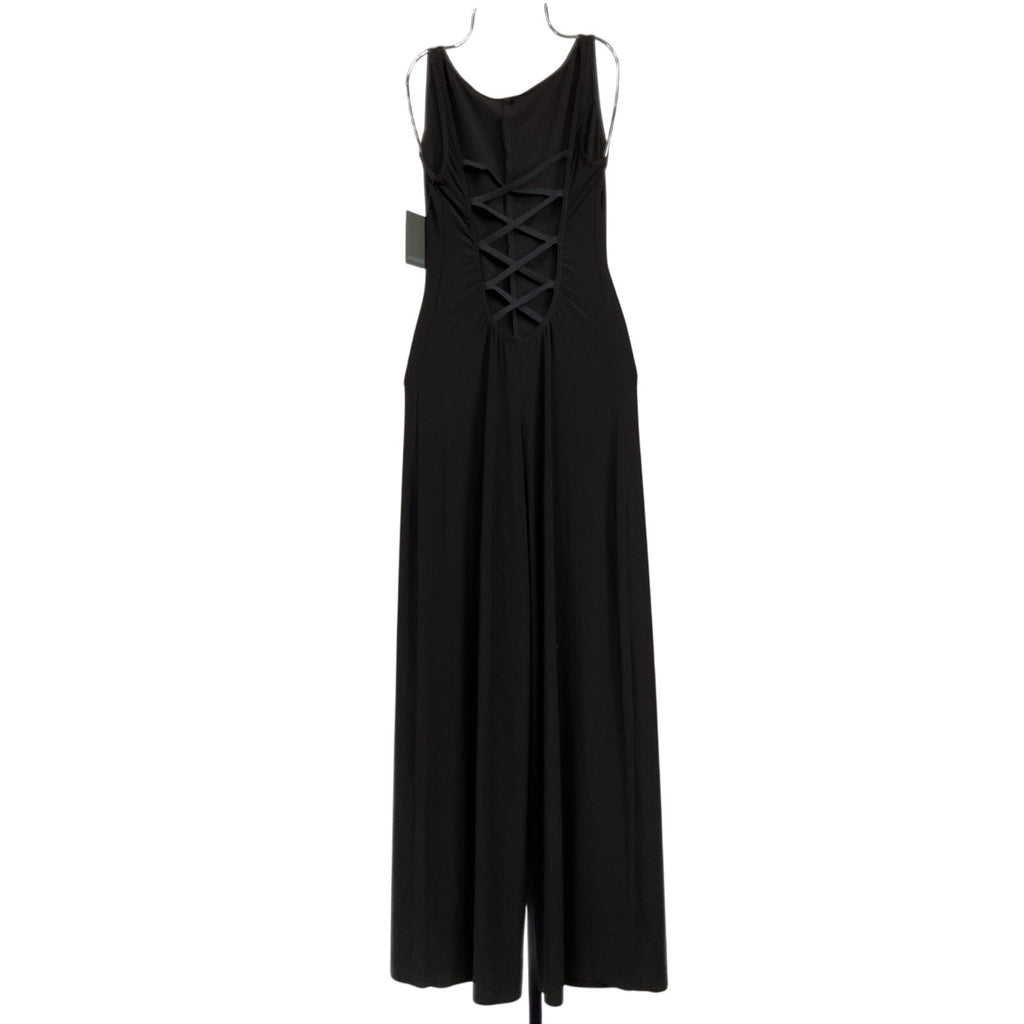 Norma Kamali Black Polyester Sleeveless X Straight Leg Jumpsuit Size S - NWT