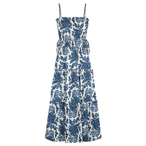 Shona Joy Shirred Blue Diana Midi Dress Size US 8 NWT