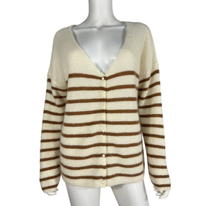 Sézane Striped Beige Barry Cardigan Size XL