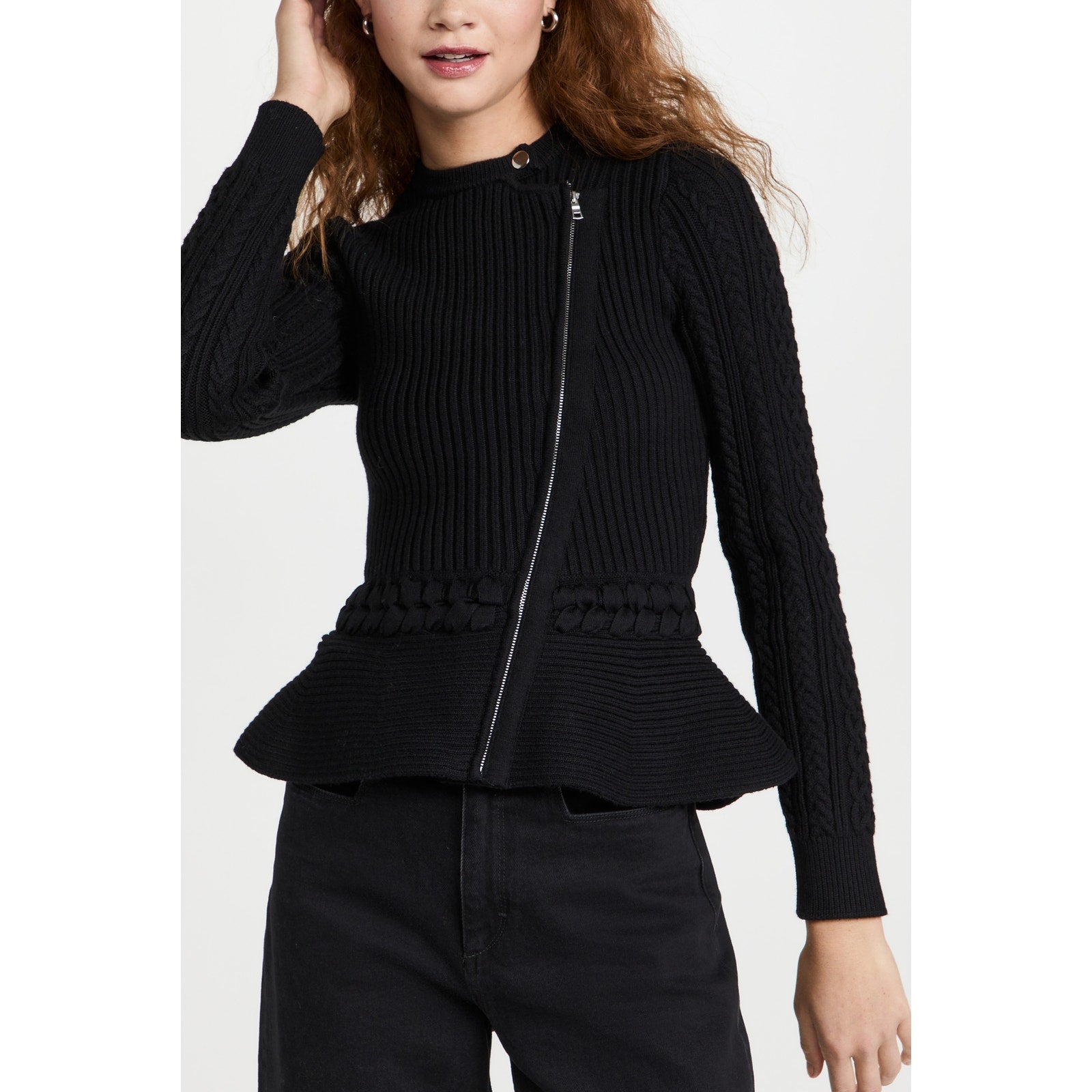 Simkhai Jonathan Black Cotton Andi Cardigan Size L
