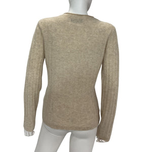 Naadam Cozy Oatmeal Cashmere Ribbed Sweater Size M