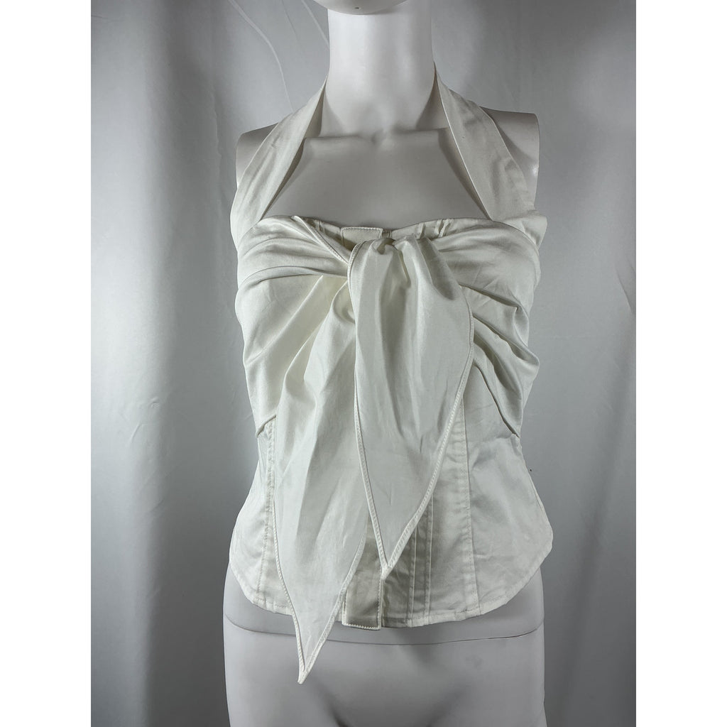 Cult Gaia 'Liliana' White Cotton Poplin Halter Top Size S