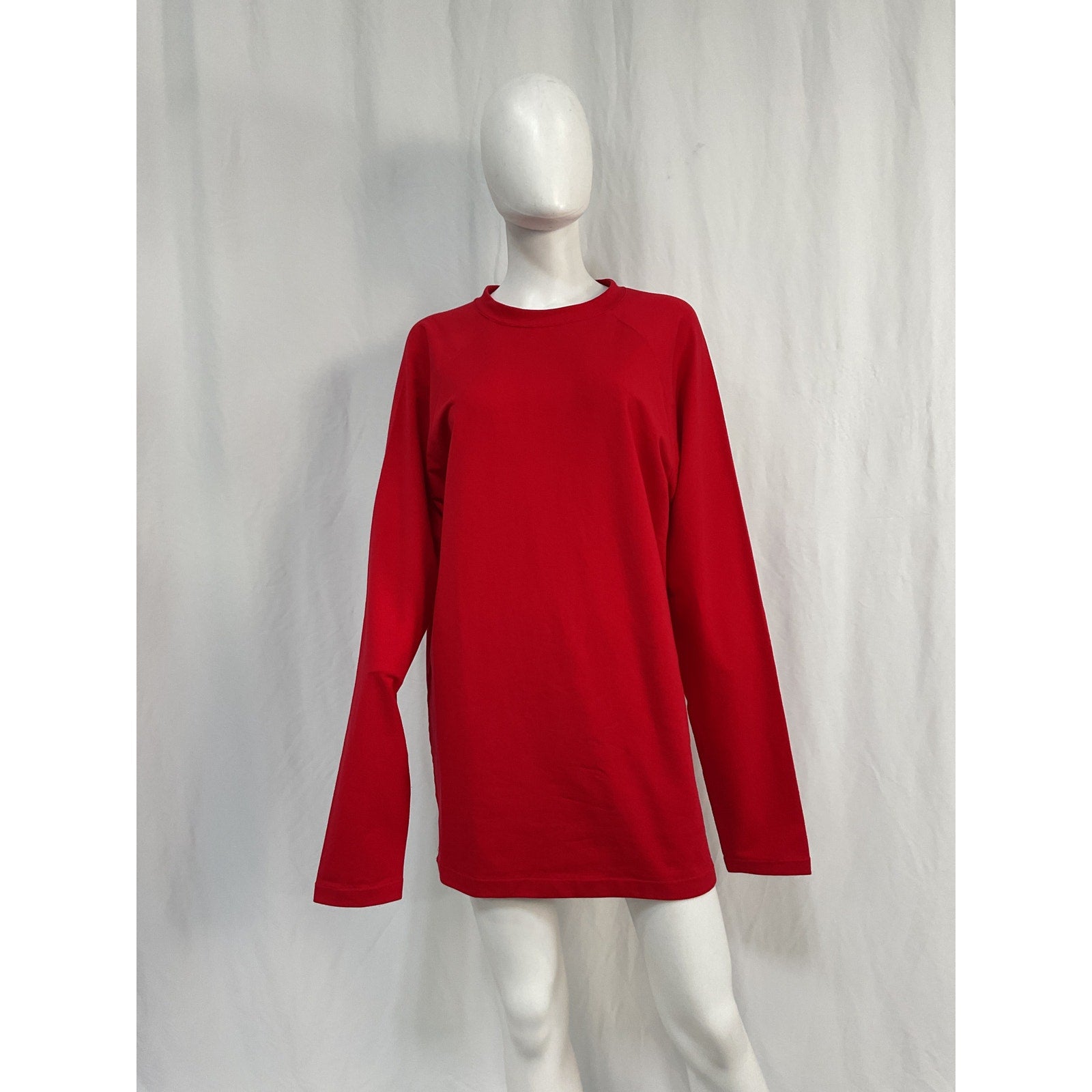 Norma Kamali Oversized 'Raglan' Red Cotton Sleeve Mini Dress Size XS