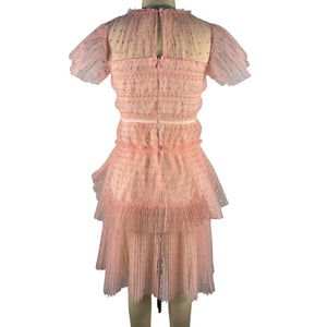 Self-Portrait Tiered Pink Point D'Esprit Tulle Dress Size 8 NWT