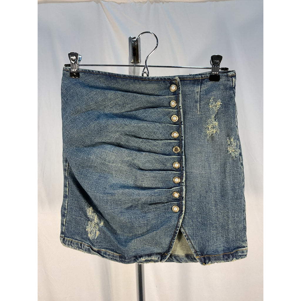 Retrofete 'Willa' Blue Distressed Skirt Size S - NWT
