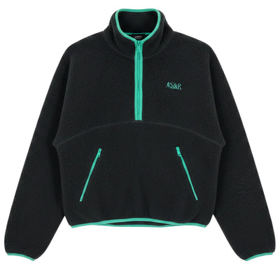 Sporty & Rich Plush Black Fleece Half Zip Pullover Size XS