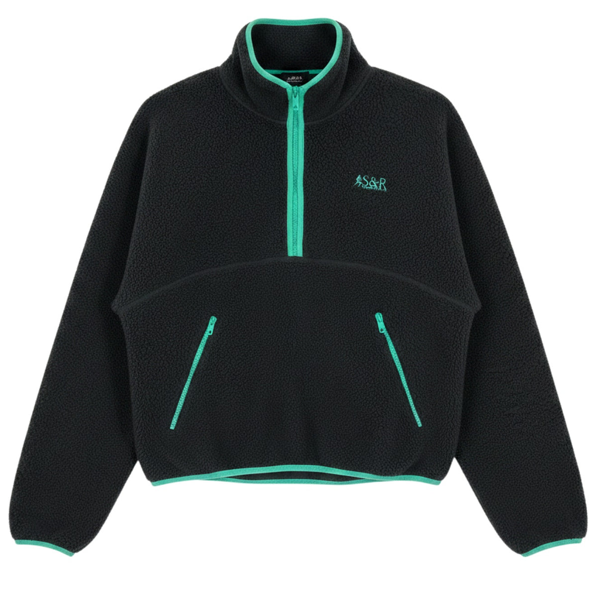 Sporty & Rich Plush Black Fleece Half Zip Pullover Size XS