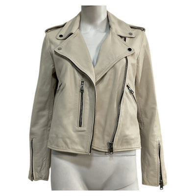 Allsaints Classic White Fern Biker Jacket Size 6