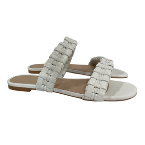 Stuart Weitzman Woven White Venice Slides Size 8