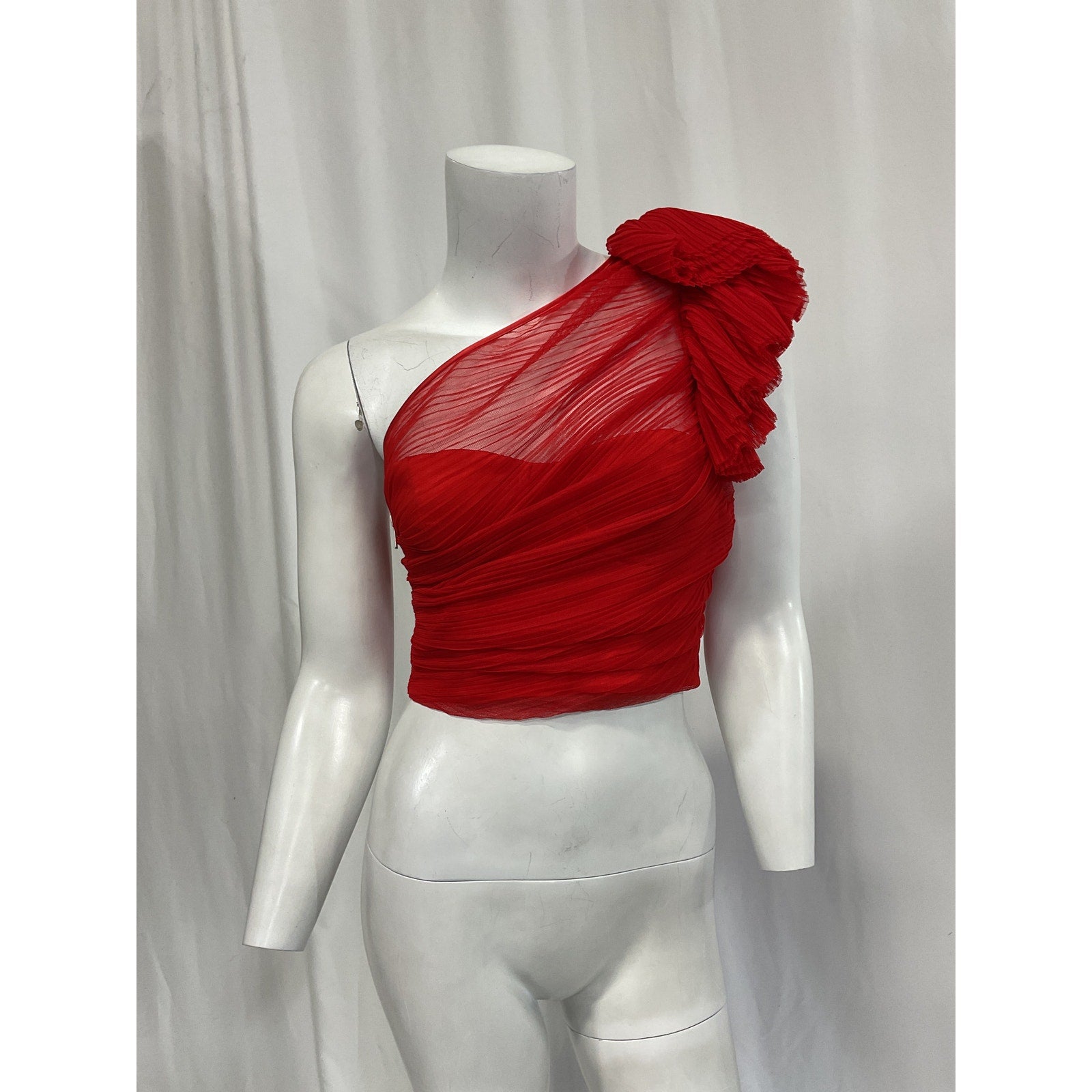 Majorelle 'Soriya' Red One Shoulder Tulle Top Size XS - NWT