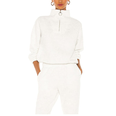Lpa 'Mock' White Neck Zip Fleece Sweater Size M