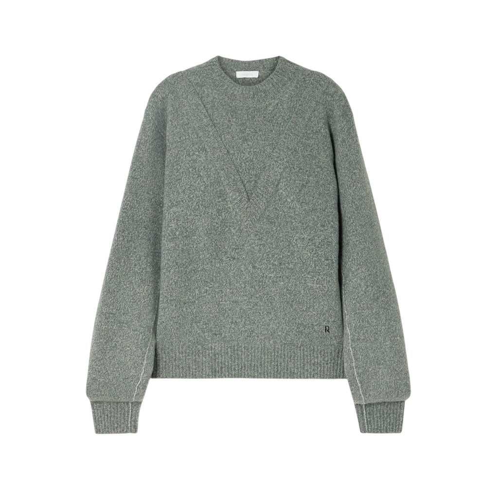 Paco Rabanne 'Layered' Green Wool Embellished Wool-Blend Sweater Size L