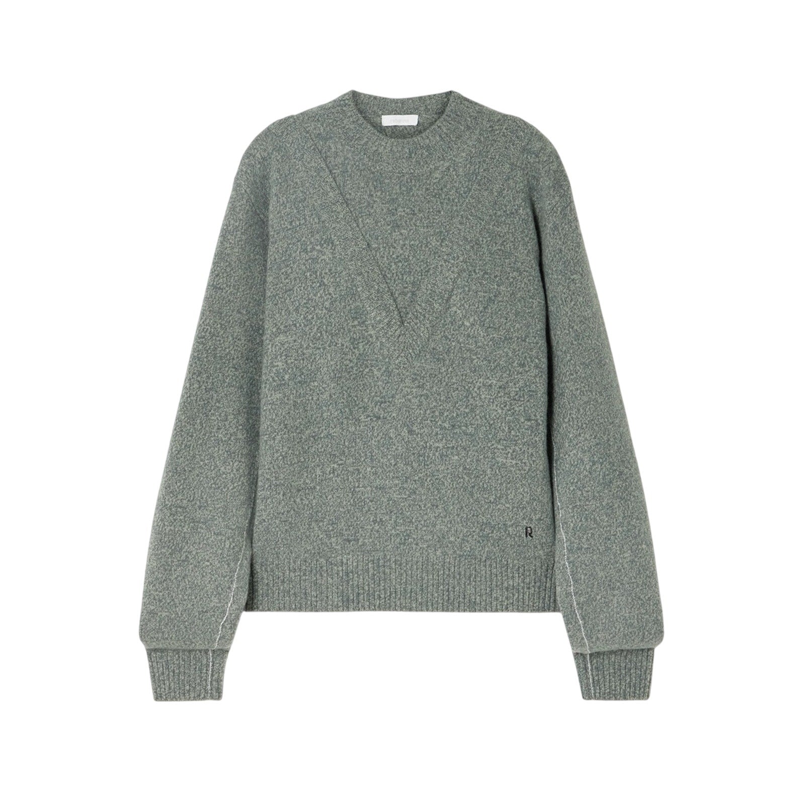 Paco Rabanne 'Layered' Green Wool Embellished Wool-Blend Sweater Size L