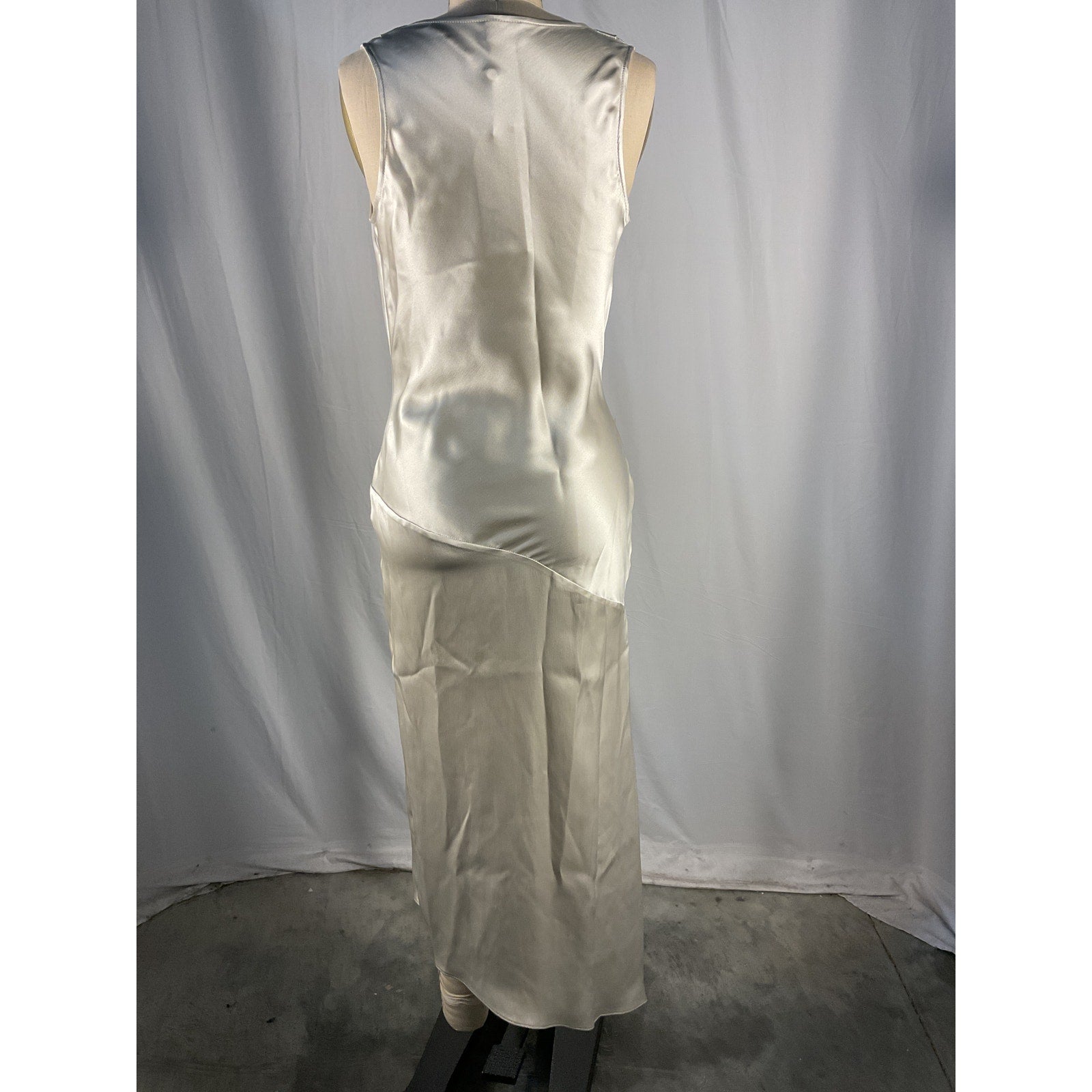 Magda Butrym Silver Silk Asymmetrical Midi Dress Size 2 - NWT
