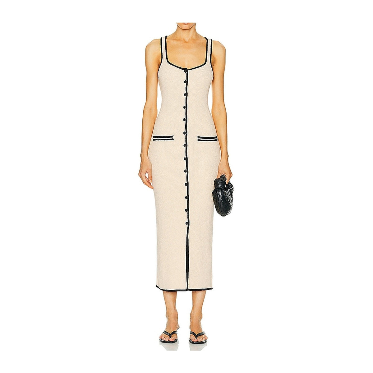 L'Academie Knit Beige Havilah Midi Dress Size M